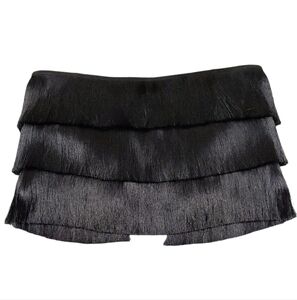 "Bershka" Sz.M, 16in P2P, 11in long, No Straps, Black Layered Fringe Blouse.....